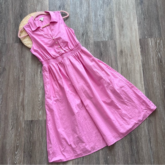 J. Crew pink sleeveless collared midi dress‎ - Picture 2 of 10